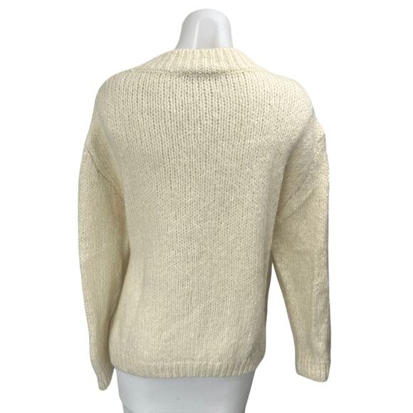 Zara Women's Cream Wool Long Sleeve Mock Neck Knit Pullover Sweater Top Size L - Picture 2 of 4